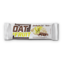 Oat bar in different flavors with fruits and seeds covered with chocolate or yogurt.