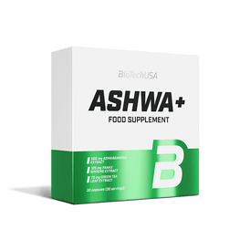 BioTechUSA Ashwa+ is a food supplement capsule containing Ashwagandha extract with added green tea and ginseng extract. 
