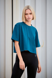Heavyweight oversized women's cropped T-shirt