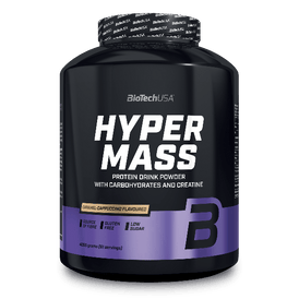 Drink powder with carbohydrate, protein and creatine, source of fibre.