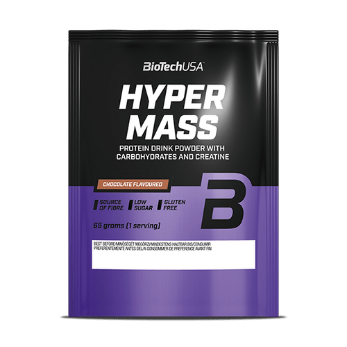 Drink powder with carbohydrate, protein and creatine, source of fibre.