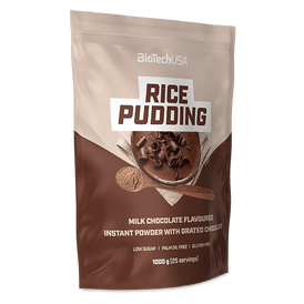 BioTechUSA Rice Pudding - Milk chocolate flavoured, gluten-free, instant rice pudding powder with grated chocolate chips, low sugar and sweetener. NO PREPARATION!