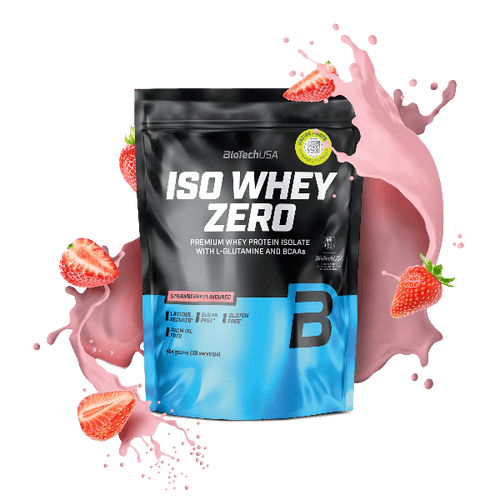 BioTechUSA Iso Whey Zero reduced lactose content whey protein isolate drink powder, gluten- and sugar-free, with fantastic flavours. Its protein content helps increase muscle mass.