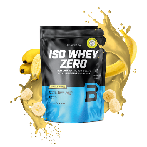 BioTechUSA Iso Whey Zero reduced lactose content whey protein isolate drink powder, gluten- and sugar-free, with fantastic flavours. Its protein content helps increase muscle mass.