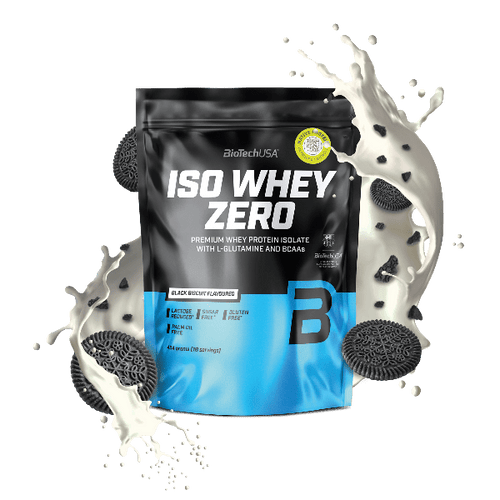 BioTechUSA Iso Whey Zero reduced lactose content whey protein isolate drink powder, gluten- and sugar-free, with fantastic flavours. Its protein content helps increase muscle mass.