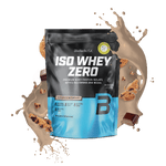 BioTechUSA Iso Whey Zero reduced lactose content whey protein isolate drink powder, gluten- and sugar-free, with fantastic flavours. Its protein content helps increase muscle mass.