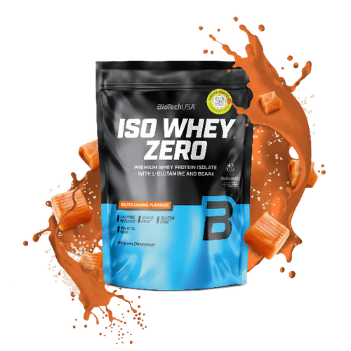 BioTechUSA Iso Whey Zero reduced lactose content whey protein isolate drink powder, gluten- and sugar-free, with fantastic flavours. Its protein content helps increase muscle mass.