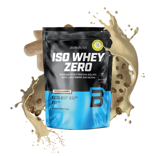 BioTechUSA Iso Whey Zero reduced lactose content whey protein isolate drink powder, gluten- and sugar-free, with fantastic flavours. Its protein content helps increase muscle mass.