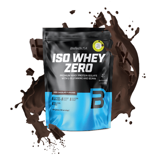 BioTechUSA Iso Whey Zero reduced lactose content whey protein isolate drink powder, gluten- and sugar-free, with fantastic flavours. Its protein content helps increase muscle mass.