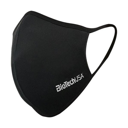 Washable face mask with two layers, BioTechUsa logo in black